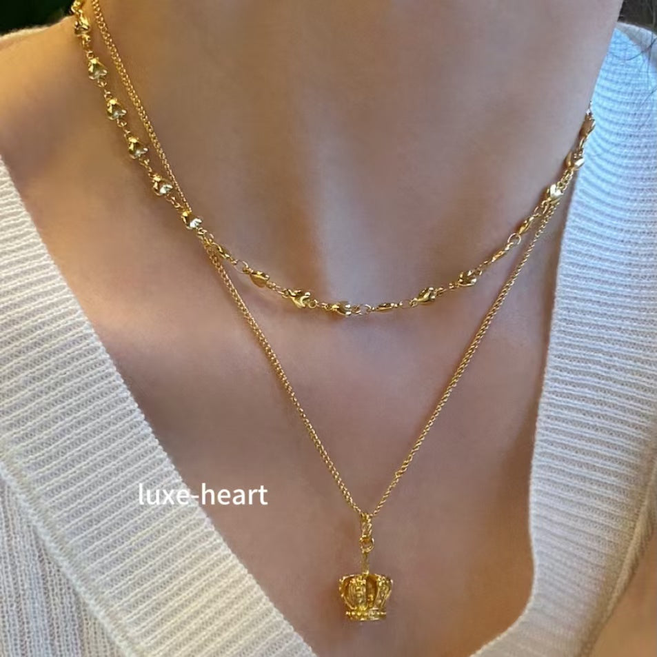 Crown sweater chain love collarbone necklace