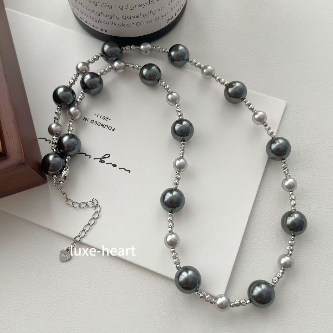 Gradient real multi-linen light luxury high-end stacking pearl necklace for women