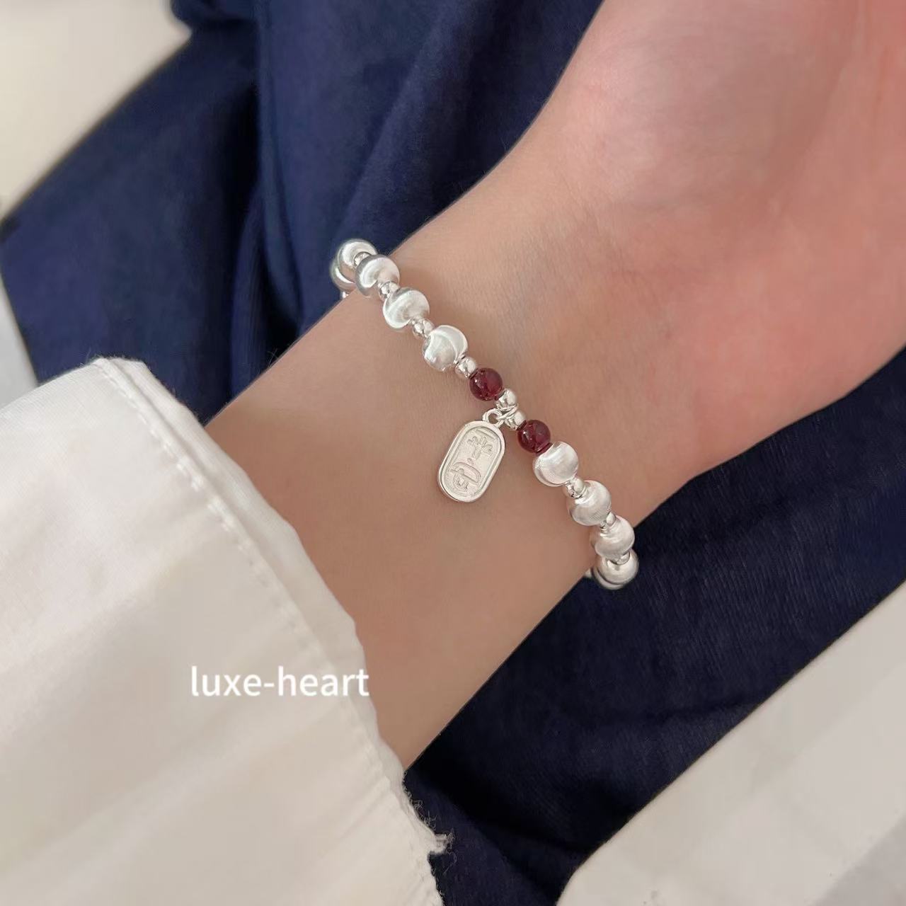 S925 silver oval brand silver cat eye peace bracelet for women