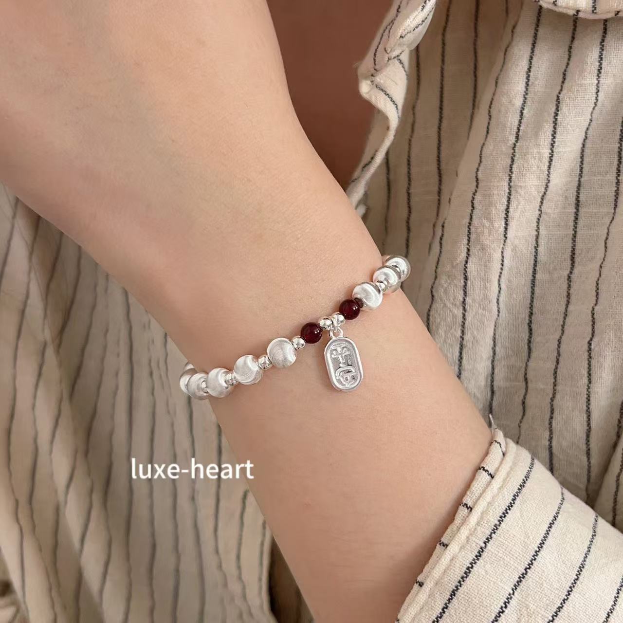 S925 silver oval brand silver cat eye peace bracelet for women