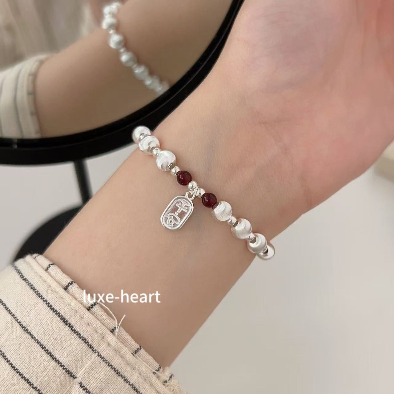 S925 silver oval brand silver cat eye peace bracelet for women