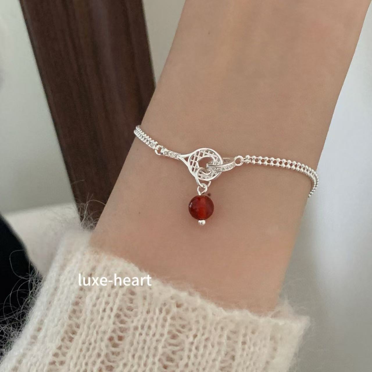 S925 silver high-grade racket red agate women's bracelet